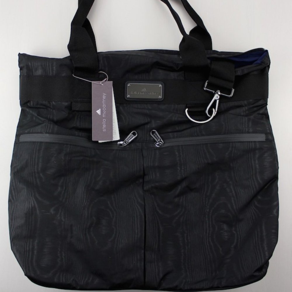 Adidas Stella McCartney Moire-Print Big Sports Bag, Black